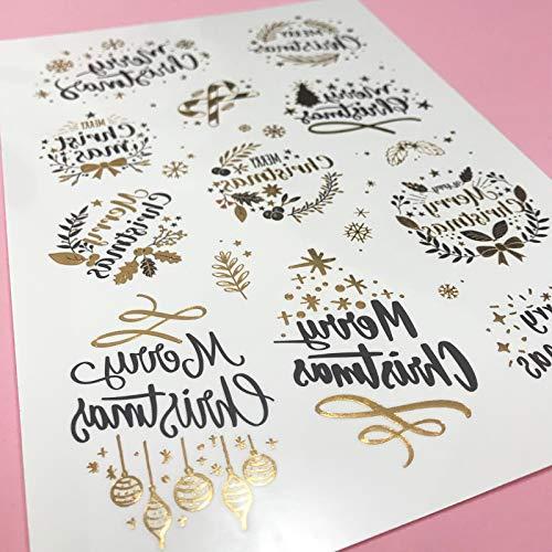 EVERJOY Everjoy Metallic Christmas Decorations Temporary Tattoos - 100+ Glitter Tattoo Designs, Merry Christmas Party Favors, Santa Claus, Snowflake, Mistletoe, Christmas Eve Gifts for Kids and Adults