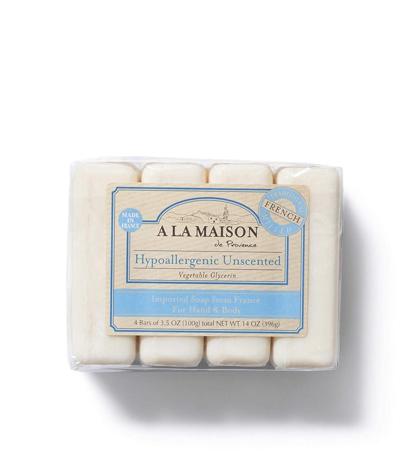 A LA MAISON A LA MAISON Hypoallergenic Unscented Bar Soap - Triple French Milled Natural Moisturizing Hand Soap Bar (12 Bars of Soap, 3.5 oz)