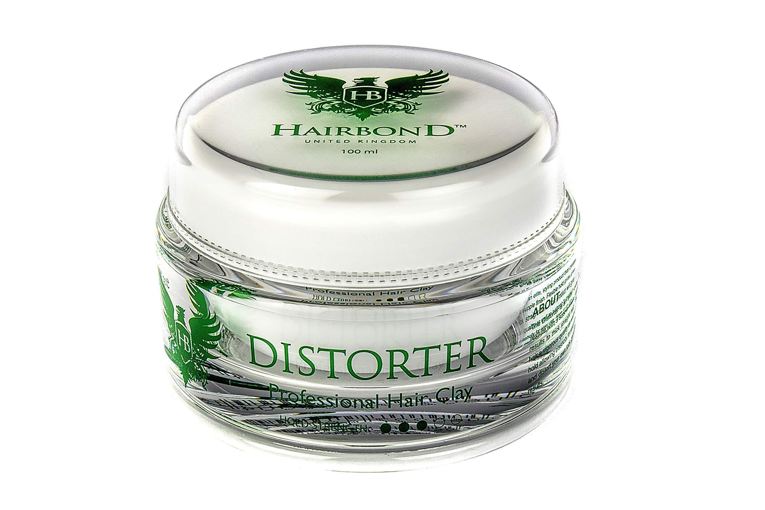HB HAIRBOND UNITED KINGDOM Hairbond United Kingdom Distorter Professional Hair Clay (3.4oz) mens premium hair wax MEDIUM HOLD, MAXIMUM TEXTURE and MATTE FINISH