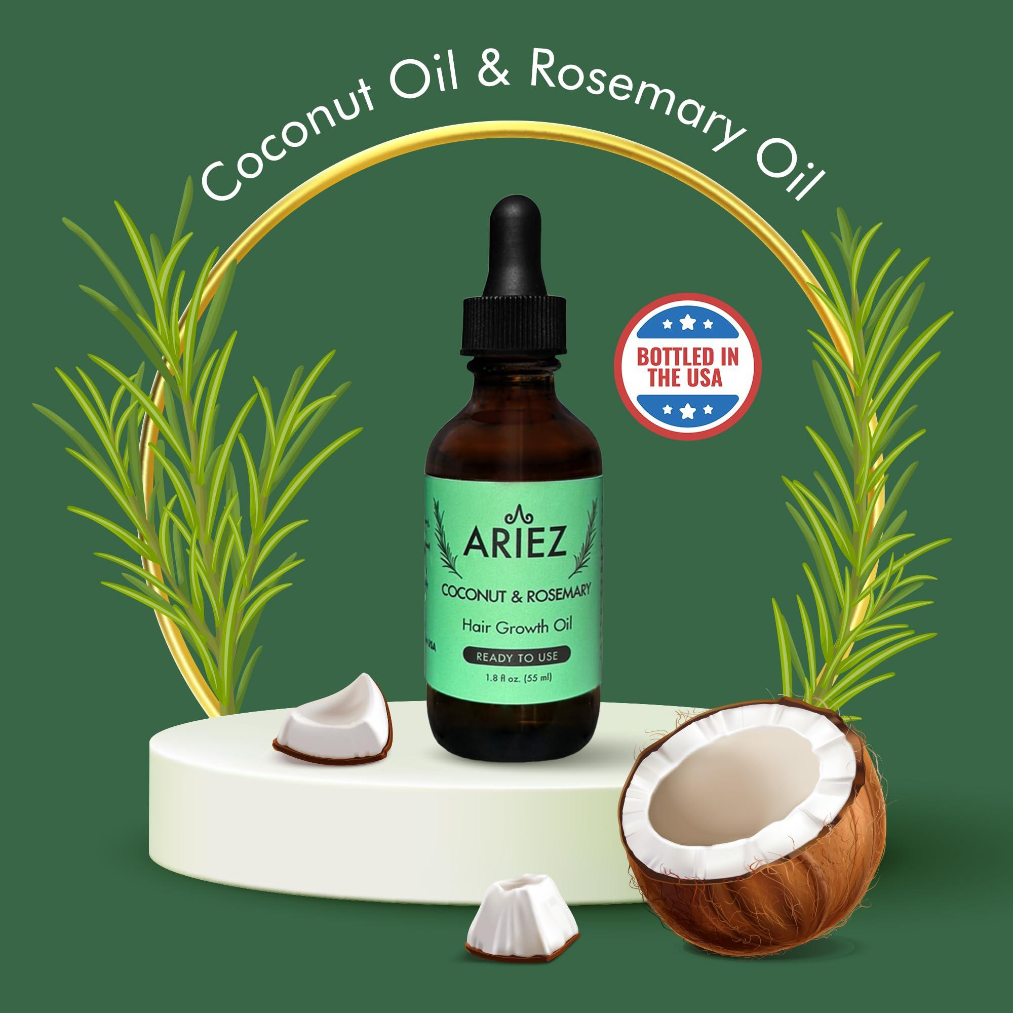 Ariez Ariez Coconut & Rosemary Oil Hair Growth Serum - Promotes Thicker and Fuller Looking Hair - For Dry & Damaged Hair - Anti Frizz- Stimulate Follicles, Promote Regrowth - Cruelty Free - 55ml