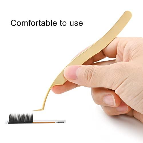 NAGARAKU NAGARAKU Eyelash Extensions Tweezers for make Fans Curved Individual Mega Volume Lashes Precision Stainless Steel Professional (N-08)
