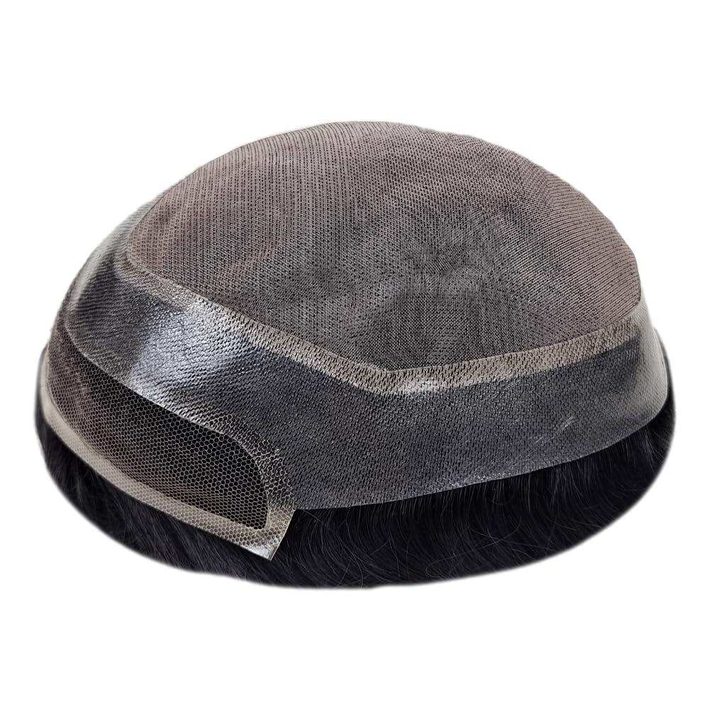Generic Toupee For Men Hair System French Lace Front Men Toupee Human Hairpiece Finemono Hair Replacement (#520 5# MEDIUM LIGHT BROWN WITH 20% SYNTHETIC GREY, 8x10\'\'-120% Medium Light to Medium Density)
