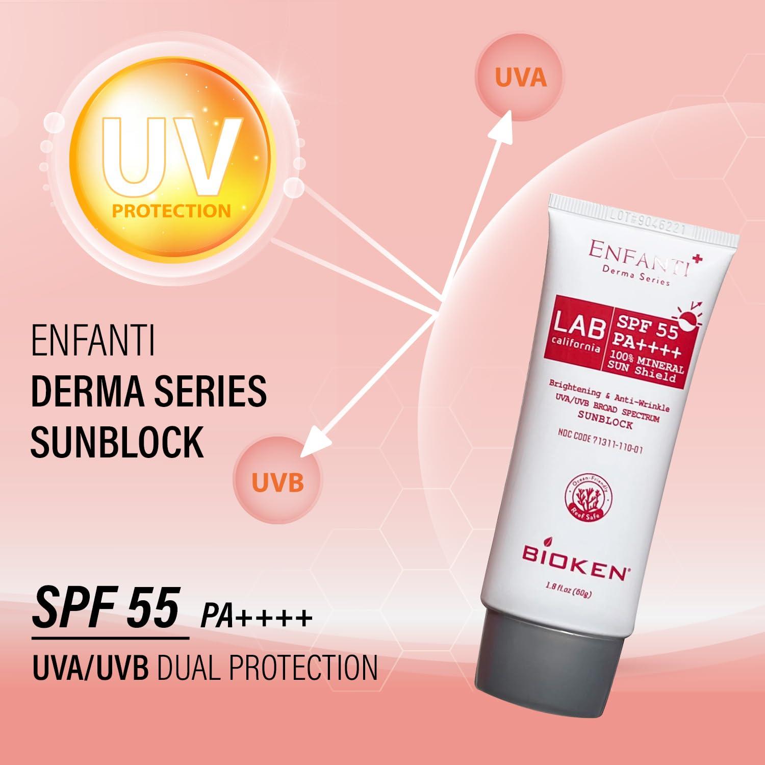 Bioken Bioken Enfanti Derma Series Sunscreen SPF 55 PA++++ 100% Mineral Sun Shield Organic Extracts UVA/UVB Broad Spectrum Sunblock