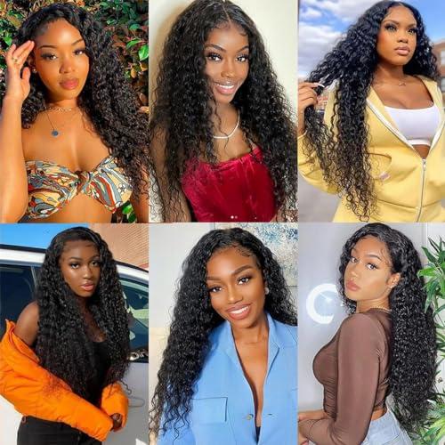 Chikamlty Deep Wave Bundles Human Hair 14 Inch Single Bundle Upgrade Brazilian Virgin Hair Bundles Deep Curly Bundle Water Wave Bundles Deep Wave One Bundle Human Hair for Black Women Natural Black