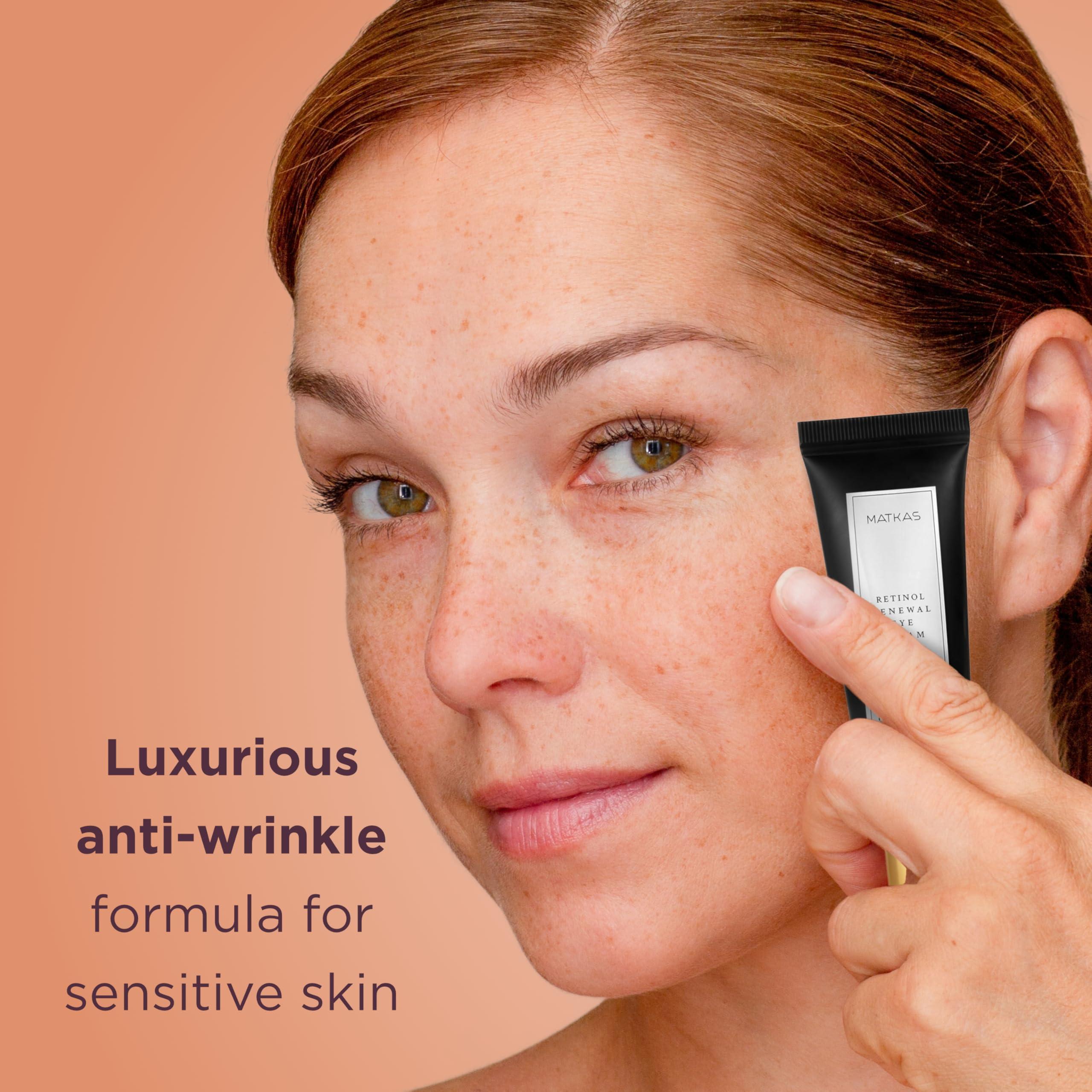 MATKAS MATKAS Korean Retinol Renew Under Eye Cream for Wrinkles, Fine Lines - 15mL Best Under Eye Brightener Cream for Dark Circles, Korean Skincare Retinol Serum for Anti Aging, Eye Bags Treatment for Women