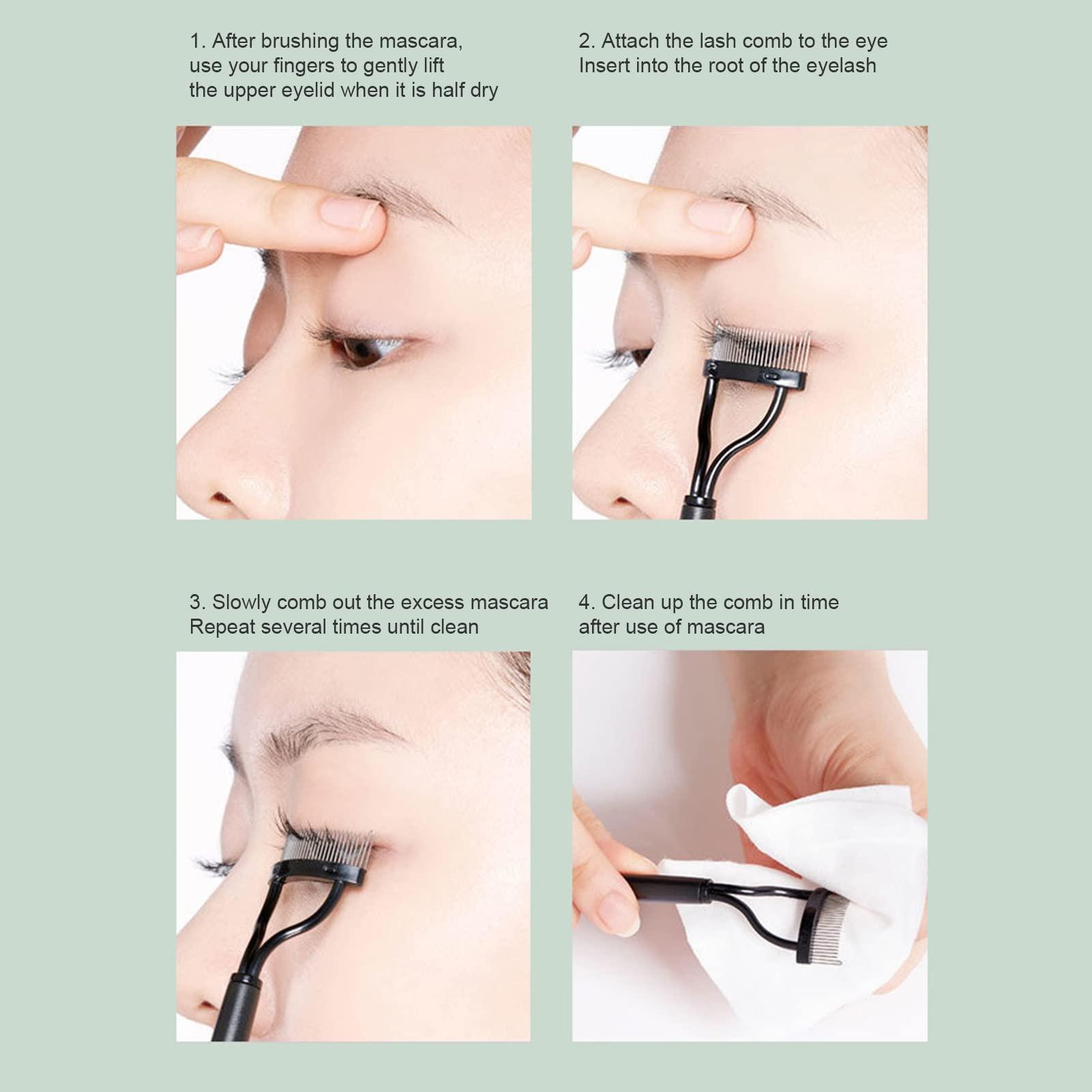 Haibinsuo Haibinsuo Long Handle Mascara Comb Makeup Grooming Tool, Mini Folding Steel Comb Eyelash Brush Eyelash Comb Curlers, Combing Tool Eyelash Separator A