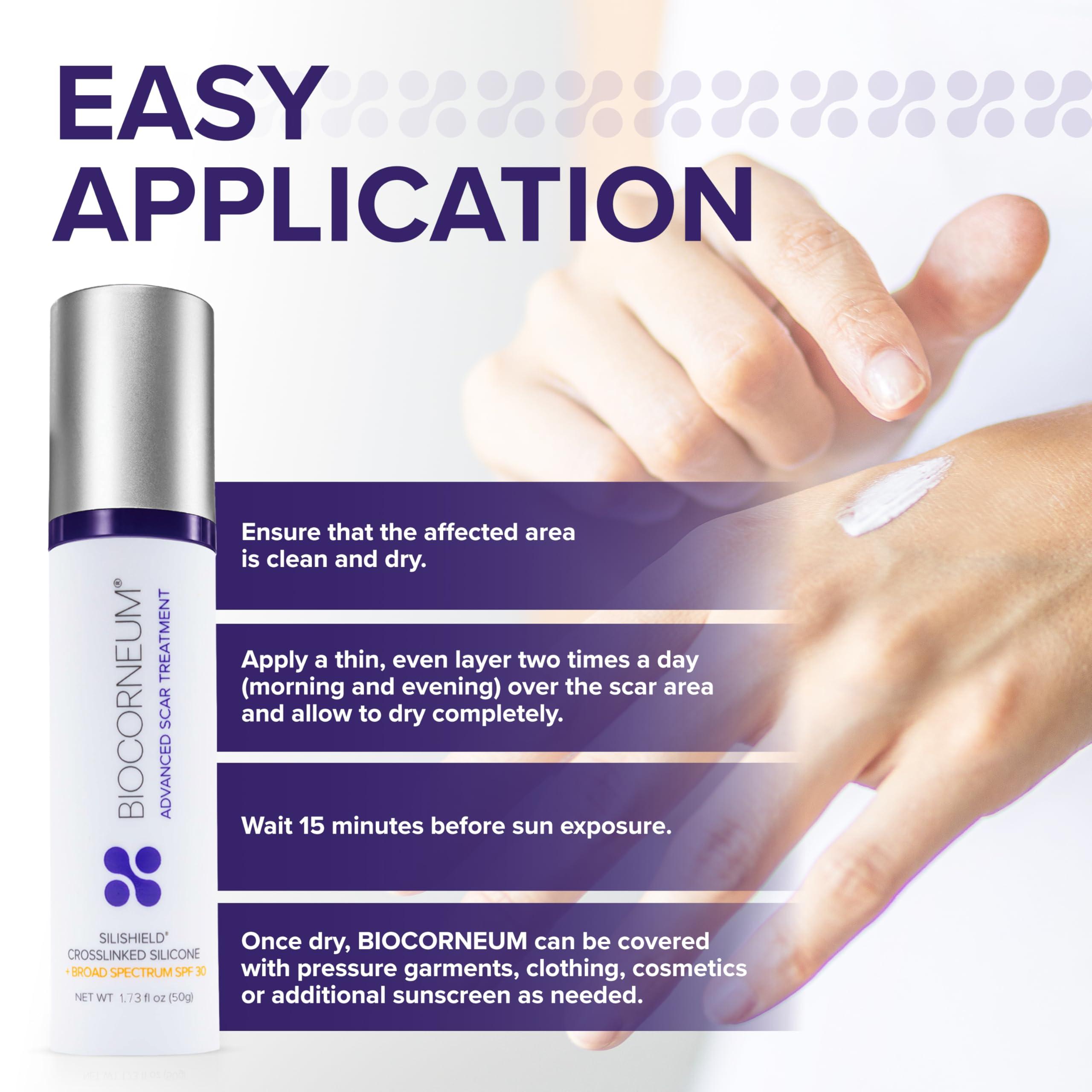 bioCorneum Advanced Scar Treatment with Silishield & SPF 30 20g Made in the USA, Fast-Drying, Water-Resistant Silicone Scar Gel - Surgeon Recommended for New & Old Scars - Suitable for Children Over 6 Months