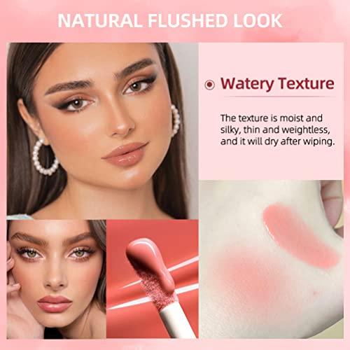 KQueenest Red Liquid Blush for Cheeks,KQueenest Soft Cream Blush,Matte Effect Natural Blush Tint with Dewy Finish Long-Wearing Cheek Tint Blendable Blush Oil for Face Makeup(Sweat Bean)