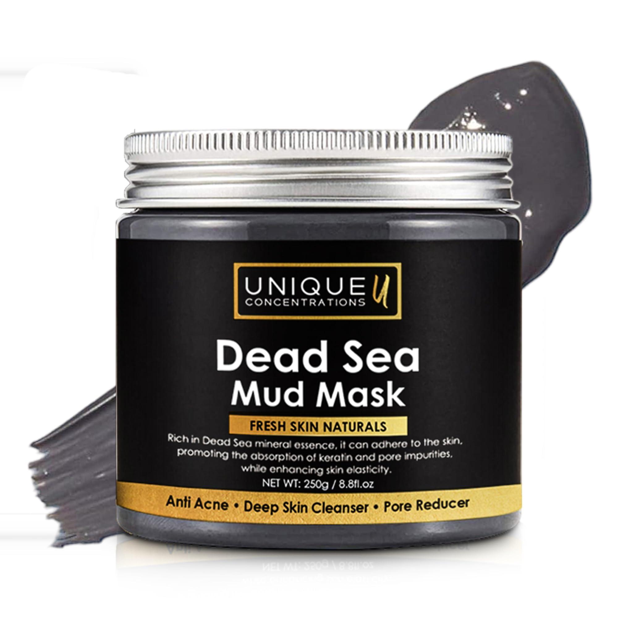 UNIQUE CONCENTRATIONS Dead Sea Mud Mask for Face and Body - Deep Cleansing, Exfoliating, Detoxifying for Acne, Blackheads, Oily Skin, and Pore Clearing - 100% Natural Mineral-Rich Formula for Men and Women - 8.8 oz