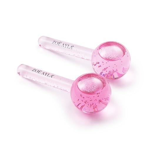 Zo Ayla Zoe Ayla Ice Globes, 2 pcs - Face Ice Roller for Relaxing and Reducing Fine Lines - Tightening and Depuffing Skin - Ideal for Tired Eyes - Travel Sized Facial Massager with Cute Sparkles
