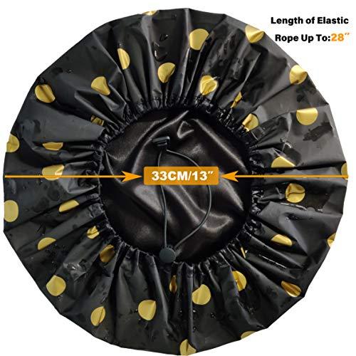 GVSSSN Adjustable Satin Lined Shower Cap for Women Adjustable&Large&WaterProof 100% Silky Satin Interior Shower Cap for Hair Protection Especially for Curly Hair,Dreadlocks,Braids Available Men & Women