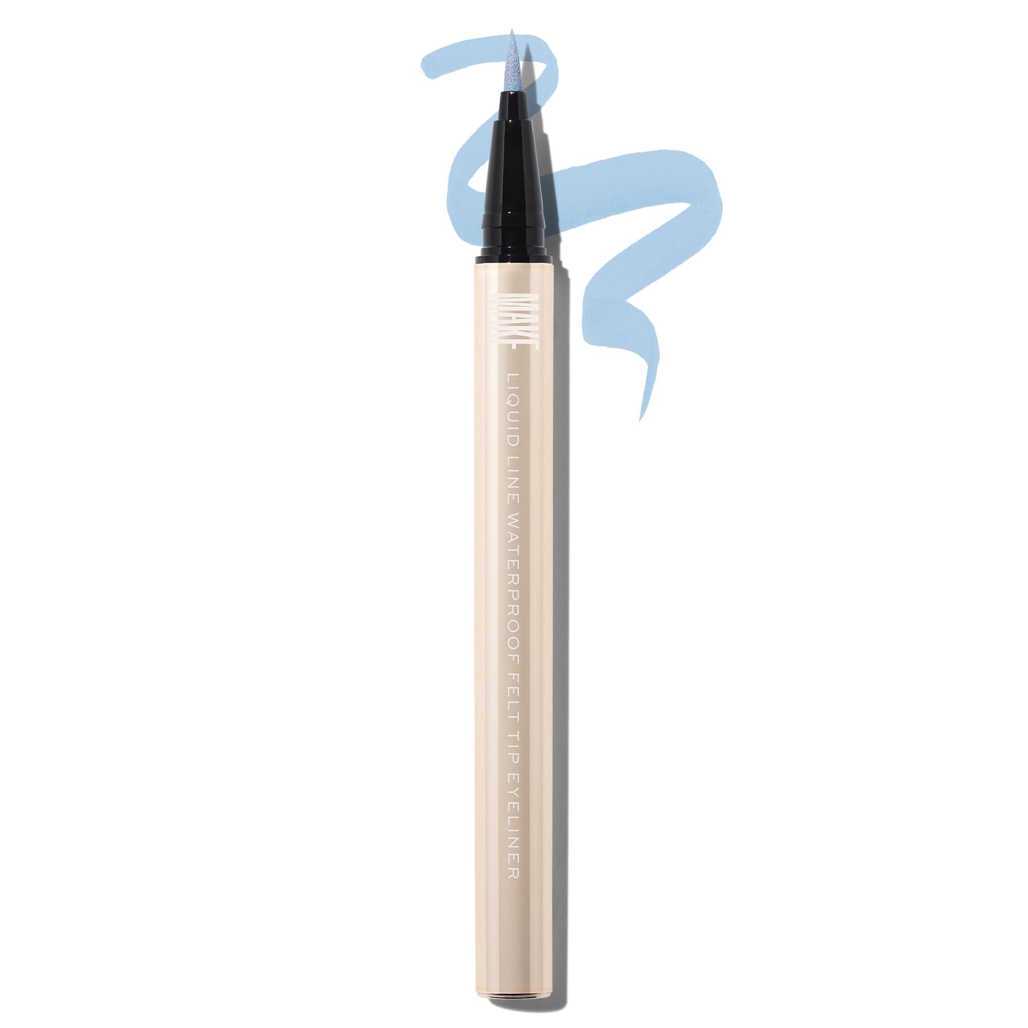 MAKE MAKE Beauty - Liquid Line Waterproof Felt Tip Eyeliner - Long Lasting Eyelid Color - 0.55mL (New Sky)