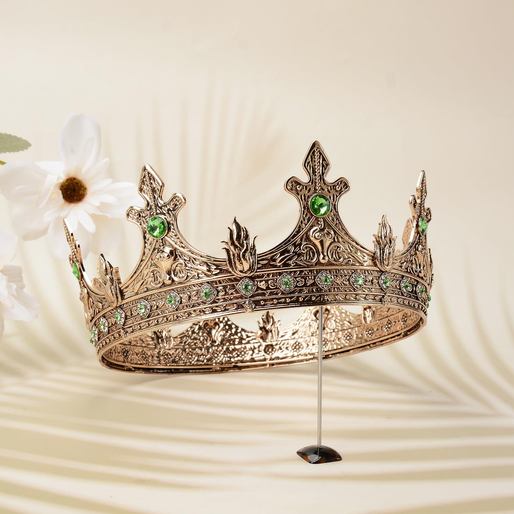 S SNUOY S SNUOY Gold Crown for Men Royal king Crown Medieval Tiaras Metal Headpieces Costume Headwear for Prom Cosplay Birthday Party Hat