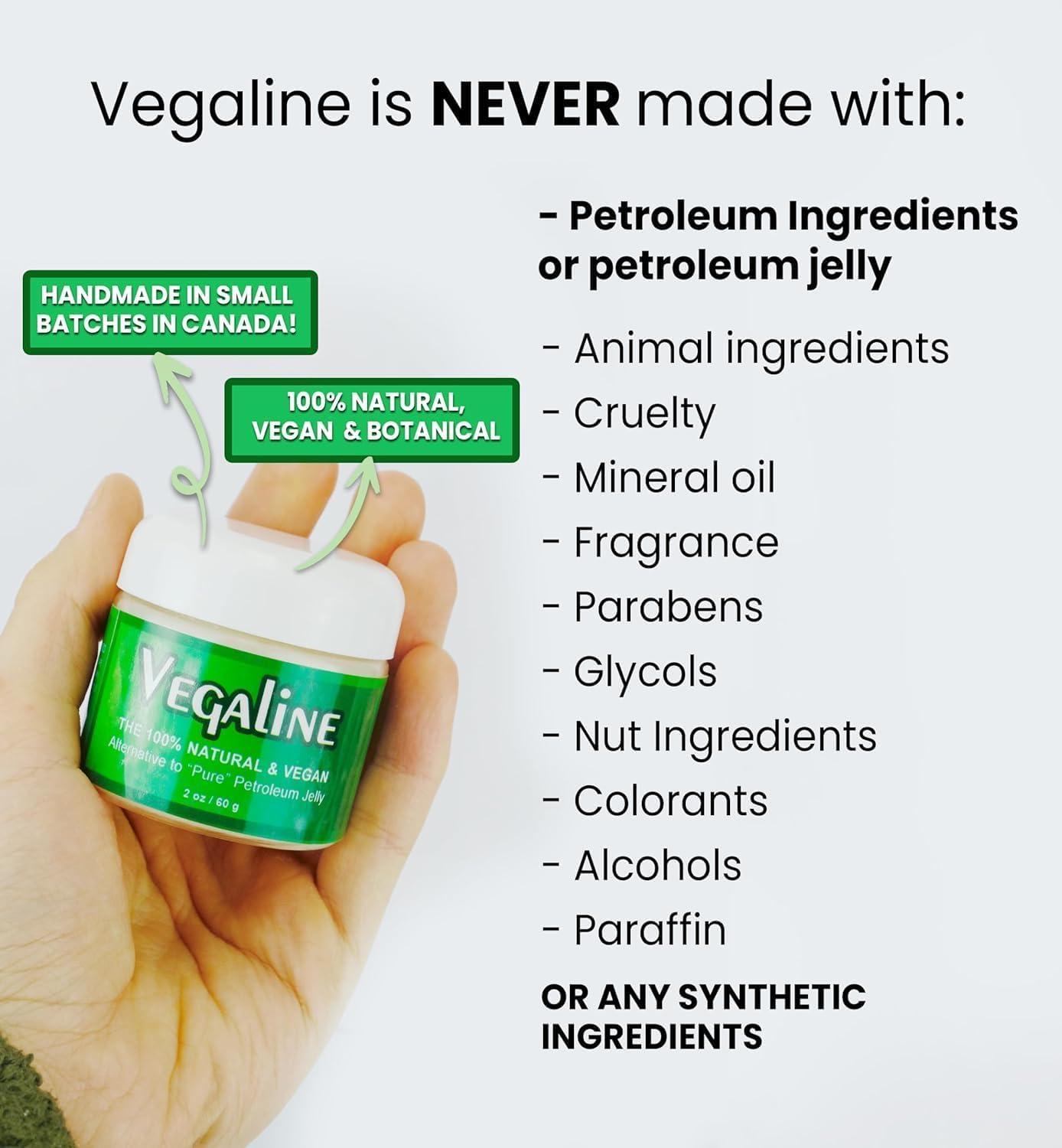 Beesaluxe Vegaline - 100% Natural, Vegan & Hypoallergenic Alternative to Petroleum Jelly - Unpetroleum - Lips, Hands, Baby, Makeup Remover and More (2 Ounce)
