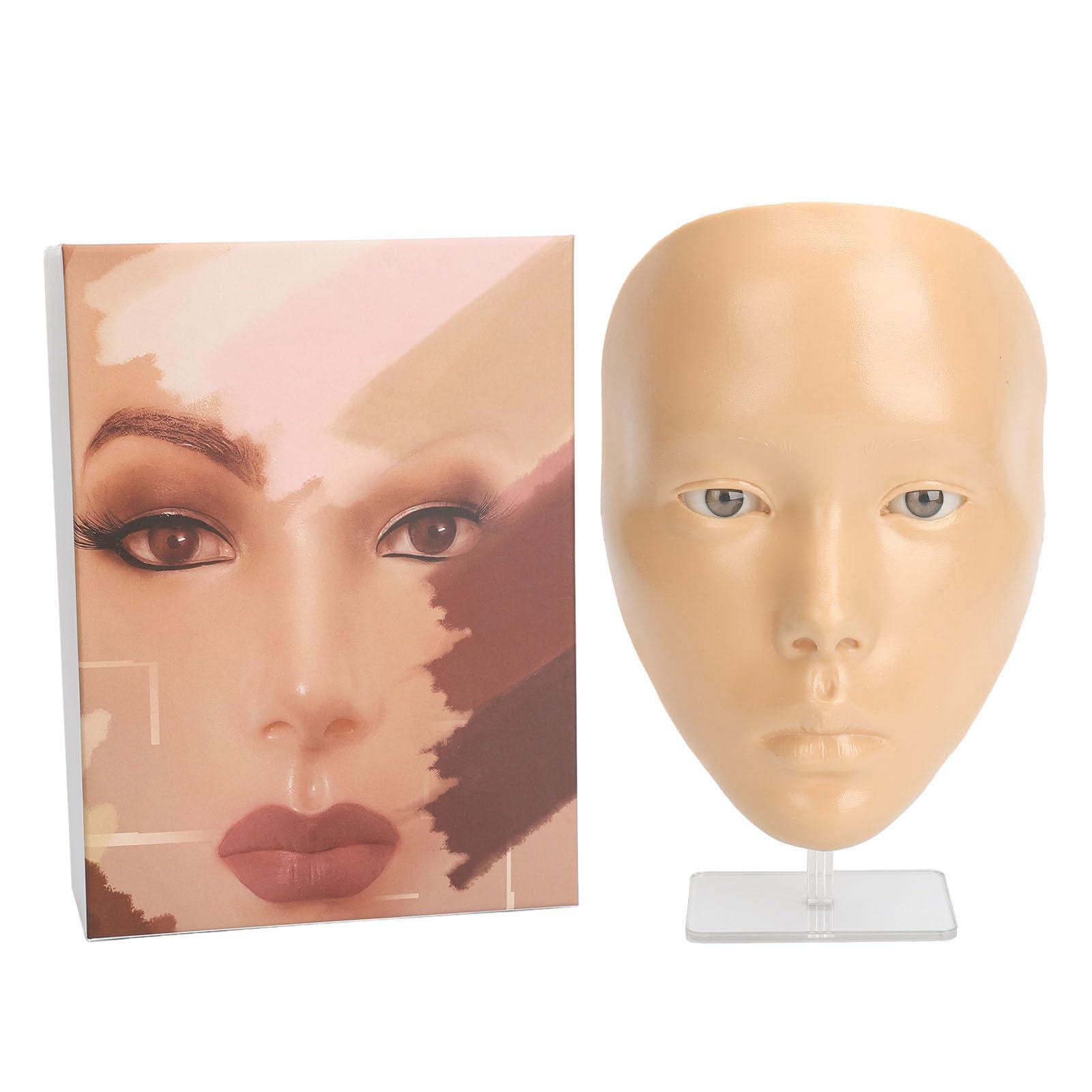 JTLB JTLB Makeup Practice Face with Plastic Stand 5D Silicone Full Face Makeup Practice BoardReusable Mannequin Tool for Beginner (White Skin)