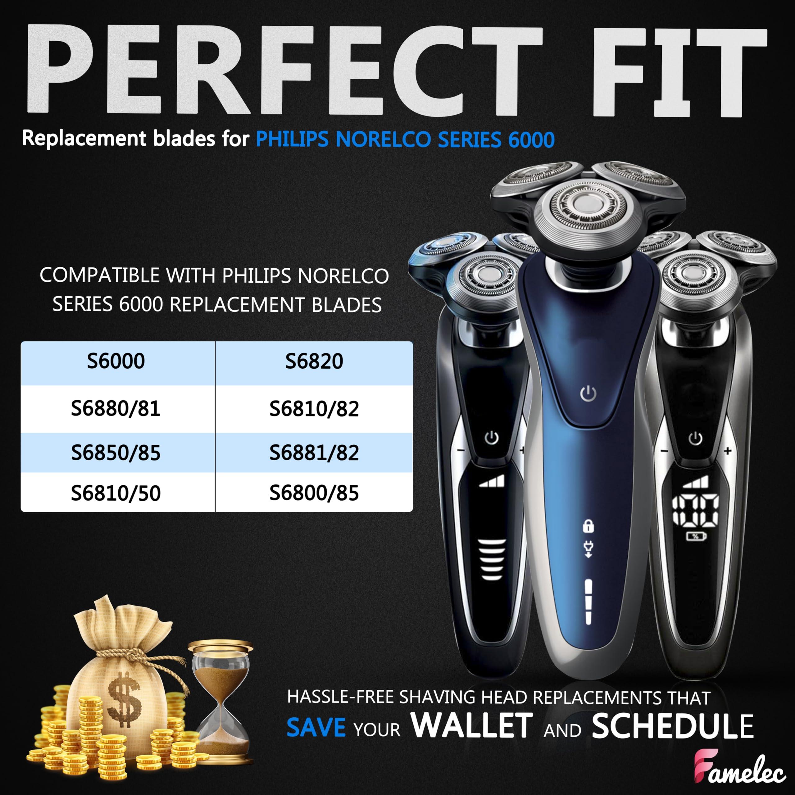 FAMELEC FAMELEC Upgraded Blades SH60/72 for Ph***ps Norelco 6000 Replacement Heads, Head Shaver Replacement Blades Compatible with Ph***ps Norelco 6000 Replacement Electric Shaving Head Razor Blades