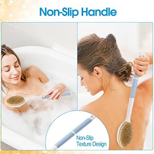 Backski Backski Back Scrubber Anti Slip for Shower,Shower Brush Long Handle with Stiff and Soft Bristles,Body Exfoliator for Bath or Dry Brush(Blue)