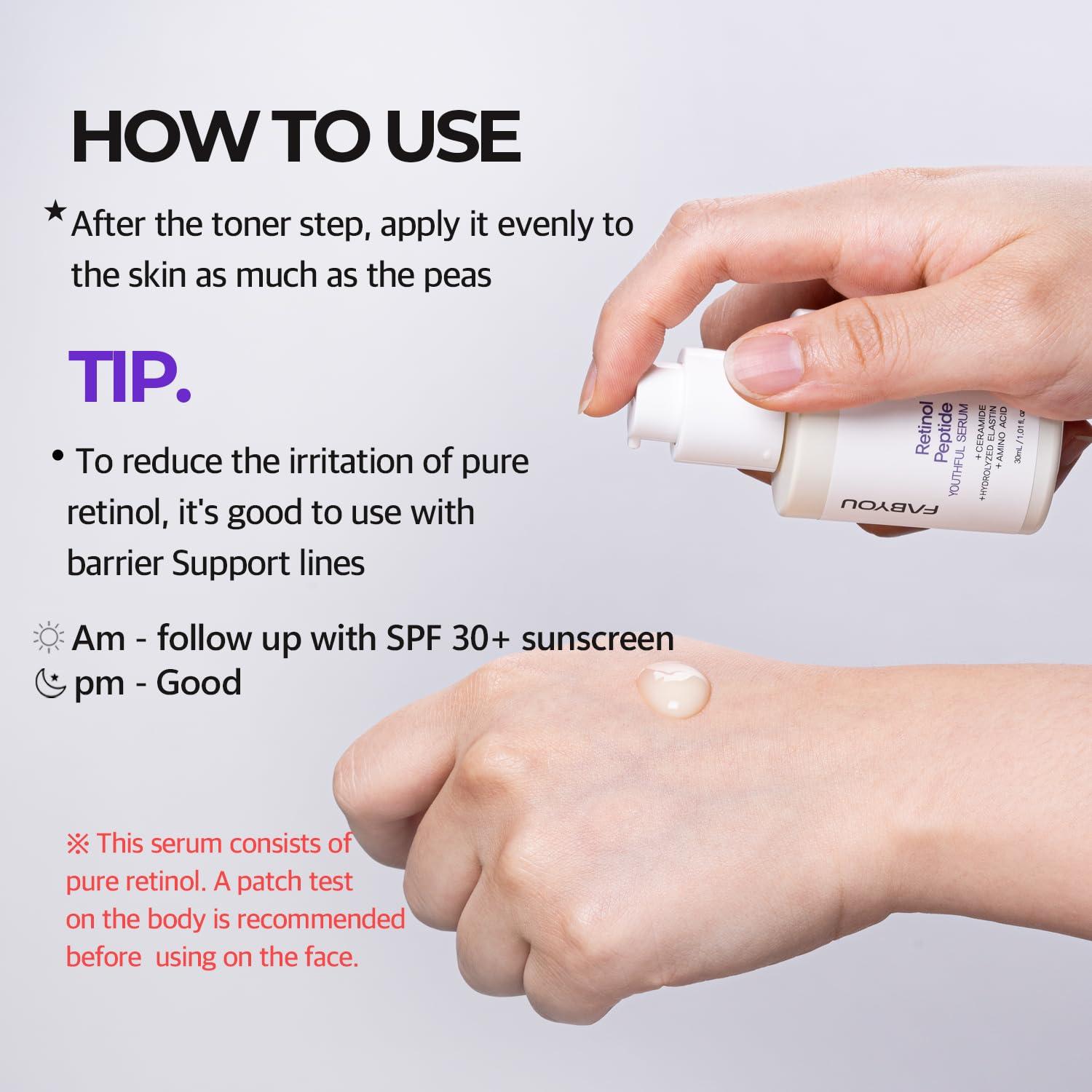 FABYOU Retinol Peptide Serum 1.01 Oz Anti-Aging, Hydrating & Firming for Wrinkles & Dark Spots, Gentle Retinol Serum for Face, Day & Night Korean Skincare