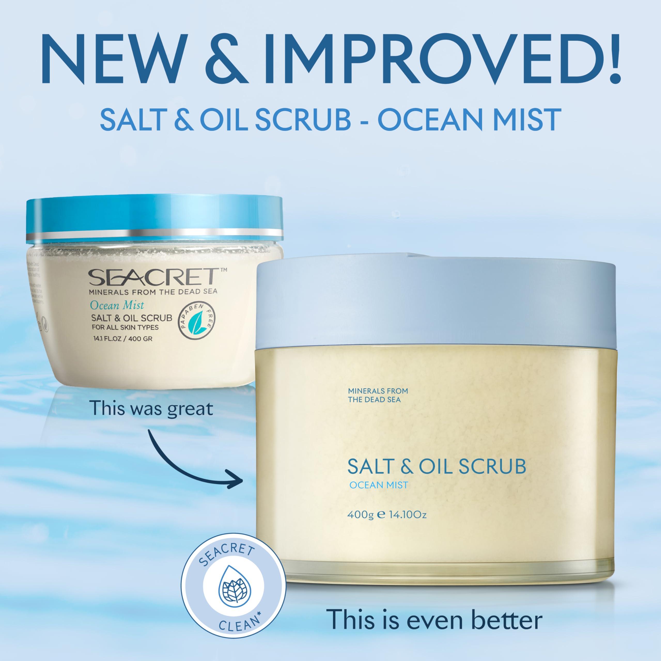 SEACRET SEACRET Body Scrub - Salt & Oil Body Exfoliator with Dead Sea Minerals and Essential Oils, Ocean Mist Scent 14.1 FL.OZ.