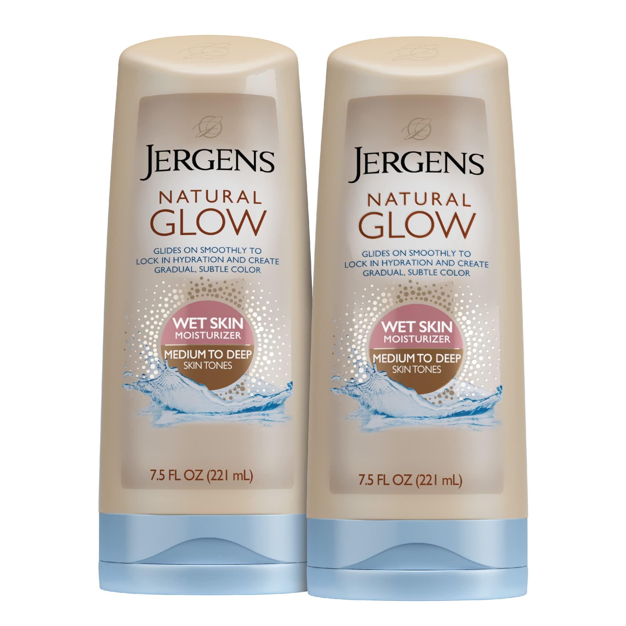 Jergens Jergens Natural Glow In Shower Lotion, Self Tanner for Medium to Deep Skin Tone, Sunless Tanning Wet Skin Lotion for Gradual, Flawless Color, 7.5 Ounce, Pack of 2