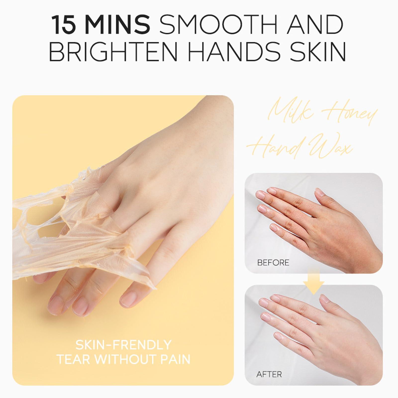 Inkjoy Honey Peel Off Mask,Deep Moisturizing Milk Honey Peel Off Hand Wax,Hydrating Exfoliating Hand & Foot Peeling Mask,Hand Moisturizing Gloves,Nourishing Brightening Serum for Dry Rough Skin for Women
