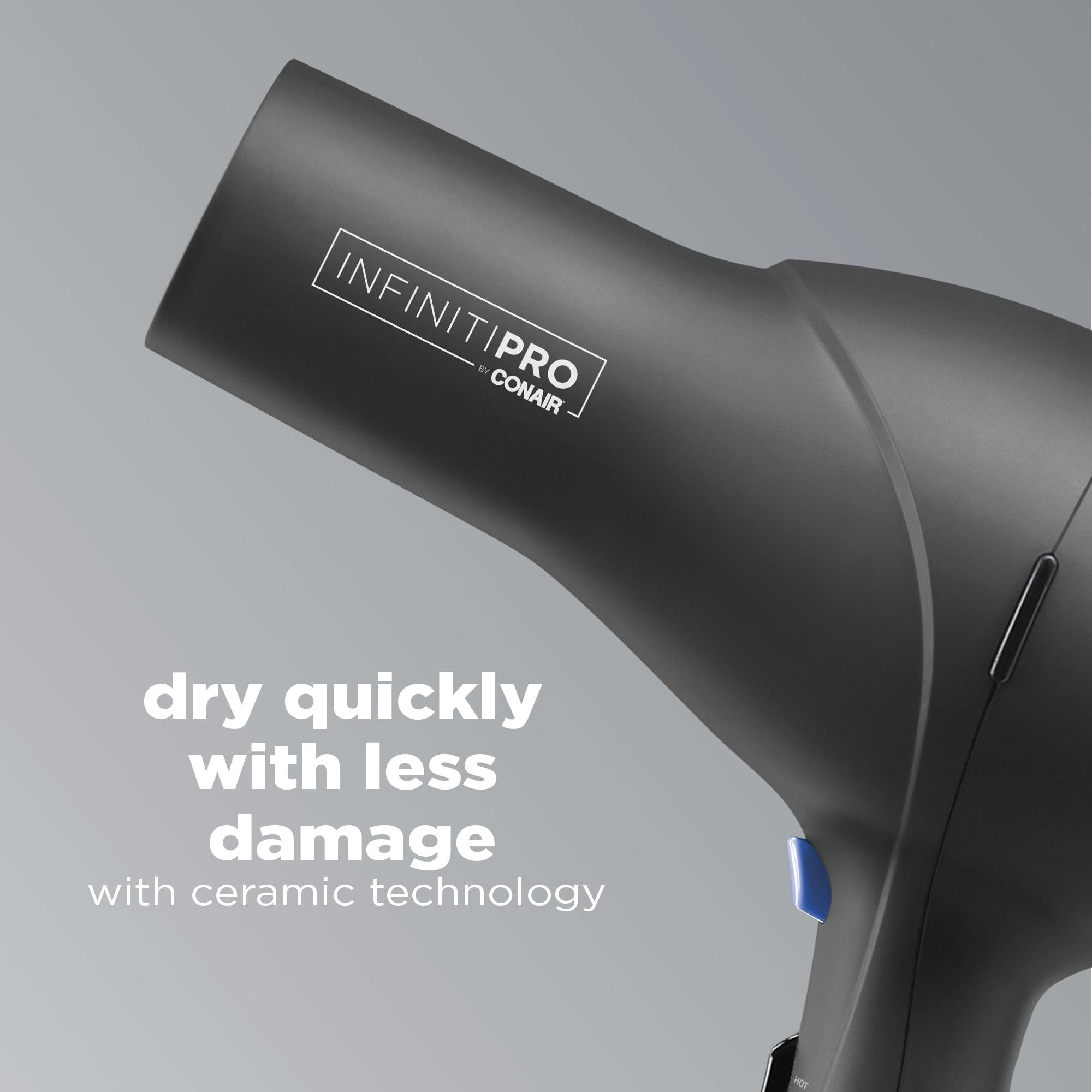 Conair INFINITIPRO by CONAIR Hair Dryer with Diffuser | Salon Performance AC Motor Blow Dryer | Includes Diffuser, Concentrator and Bonus Blow-Out Brush | Grey - Amazon Exclusive | Packaging May Vary