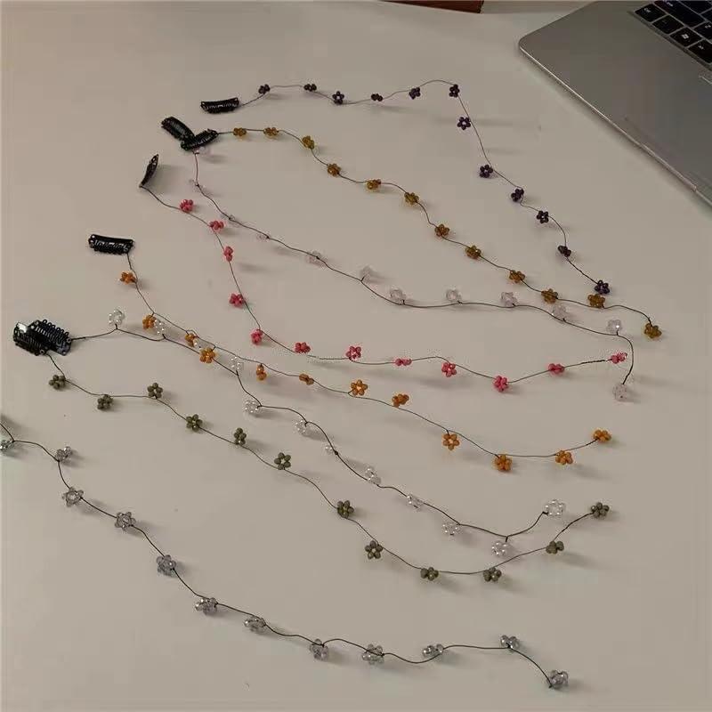 E EMZHOLE E EMZHOLE 2PCS Flower Hair Chains Cute Fairy Tassel Hair Clips Floral Hair Extension Hair Pin Hair Barrette Braided Hair Chain Hair Accessories Hair Strand for Women and Girls Hair Decorative (Hot Pink)