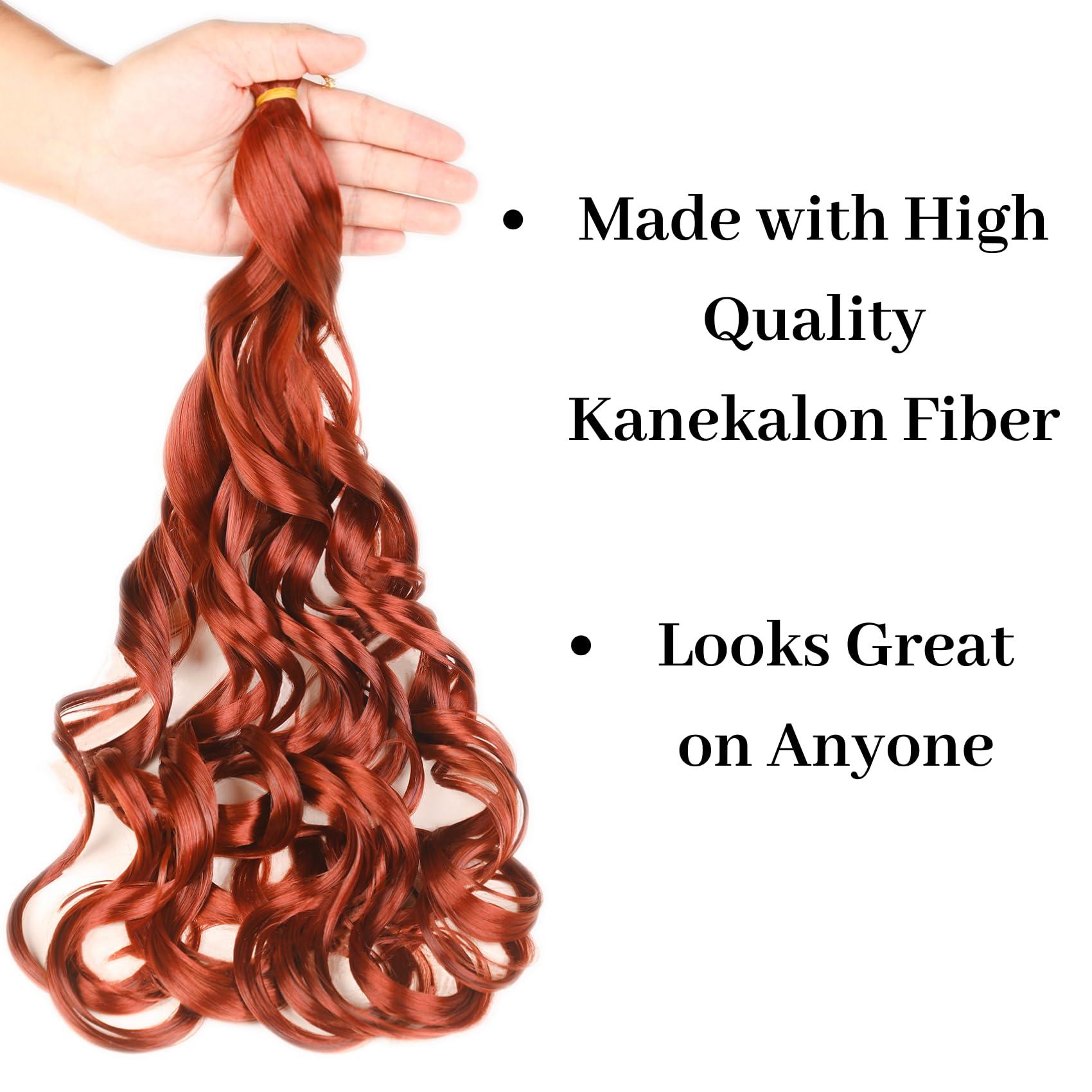 Leticia Ginger French Curl Braiding Hair Curly Loose Wave Braiding Hair Synthetic Fiber Soft 24 inch