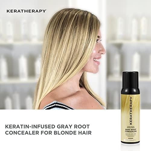 KERATHERAPY Keratherapy Keratin Infused Perfect Match Gray Root Concealer Spray, Light Brown, 3 oz, 118ml - Root Cover Up Spray to Hide Gray Roots - Keratin Therapy Hair Darkening & Temporary Scalp Concealer