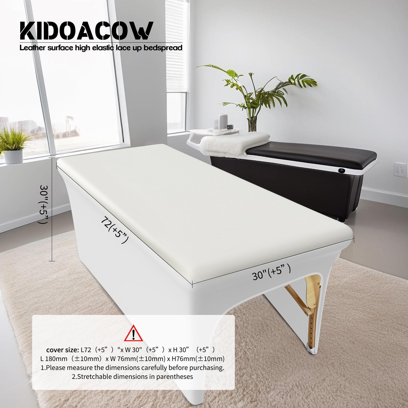 KIDOACOW KIDOACOW White Lash Bed Cover 6FT Vinyl Massage Table Cover Protector, Silky Reusable & Wipeable Massage Bed Cover Waterproof Ultra-Durable and High Elasticity Leather Spa Bed Covers for Esthetician
