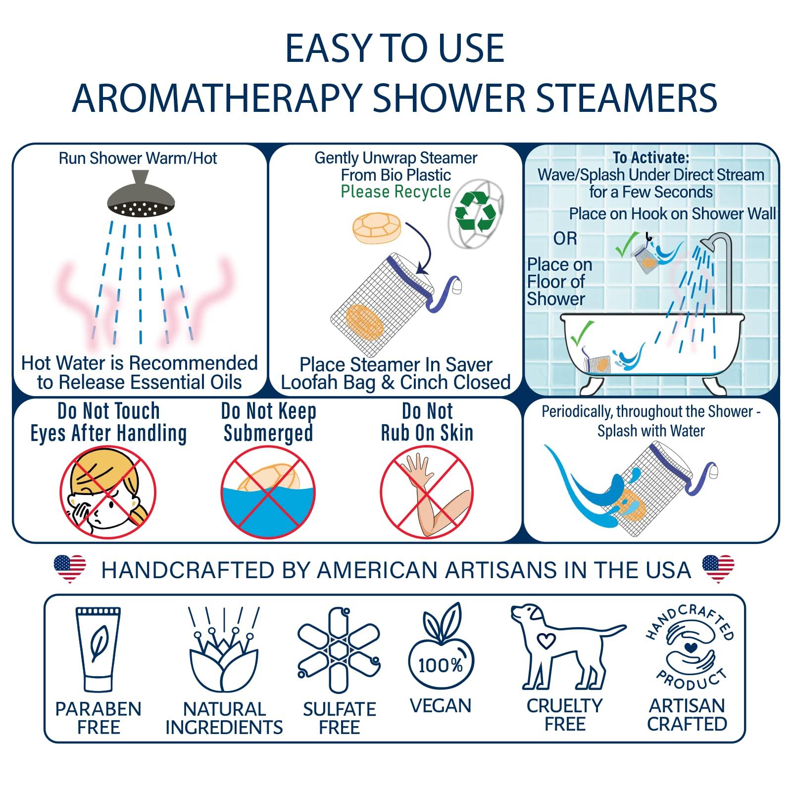 Luxiny Eucalyptus Shower Steamer Aromatherapy in Your Shower, American Made by Luxiny, Shower Bomb Tablets Melt to Release a Vapor for Natural Stress Relief - Pack of 4 XL Steamers (Eucalyptus Spearmint)