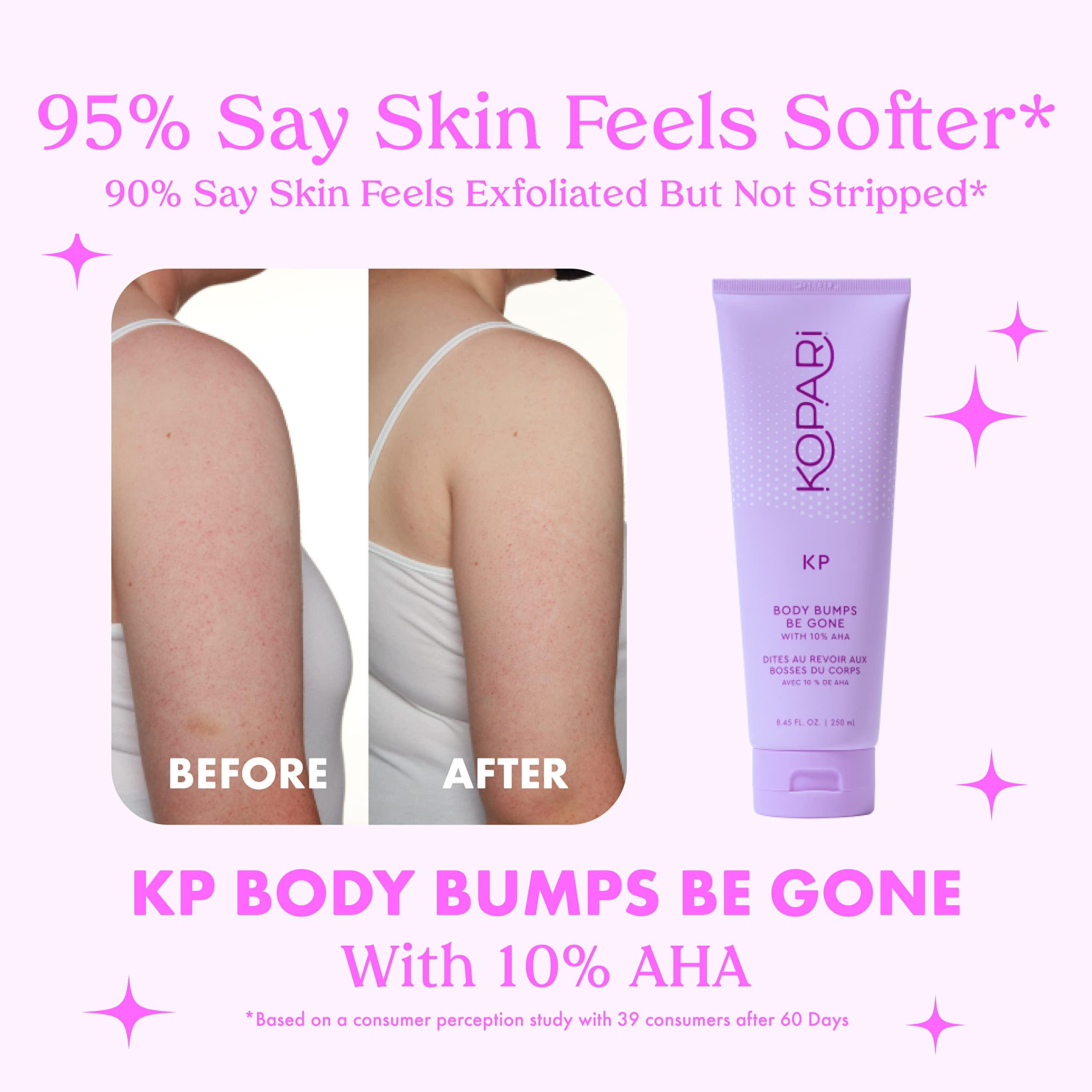 Kopari Kopari KP Body Bumps Be Gone Exfoliating Body Scrub with 10% AHA, to Smooth Skin, Reduce Bumps, Decongest Pores, Clarifying, Gently Exfoliate & Wash | 2 oz