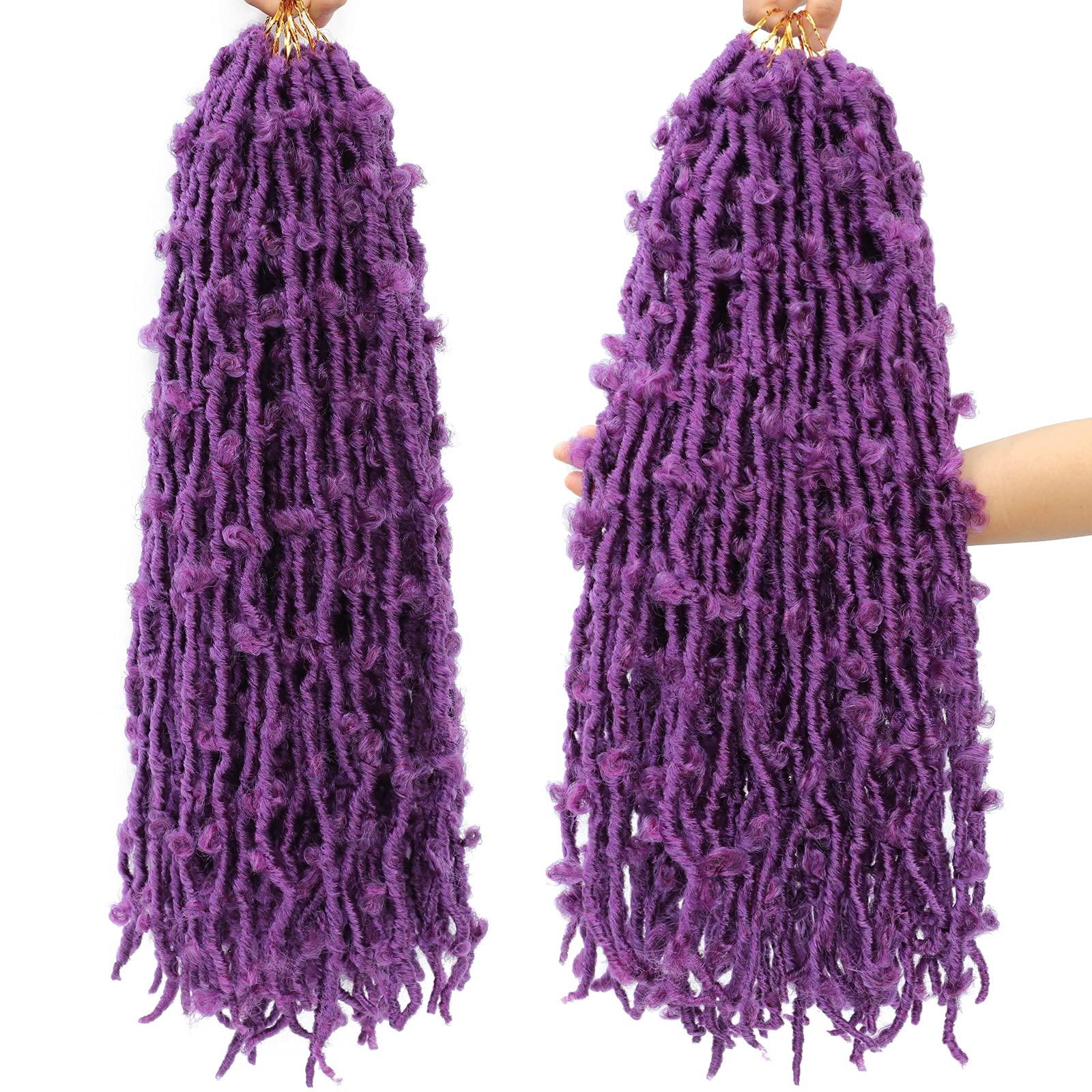 Duoduo Beauty Butterfly Locs Crochet Hair 24 Inch Purple Pre Looped Distressed Butterfly Locs Crochet Braids Soft Messy Butterfly Locs Crochet Hair Faux Locs Crochet Hair Extensions 6Packs (24Inch, MPurple)