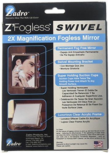 Zadro Zadro 2X Mag Z Fogless Swivel Shower Mirror with Dual Suction Cup, 6-Inch,Clear Acrylic,7" x 5.75" / 2X,ZM05