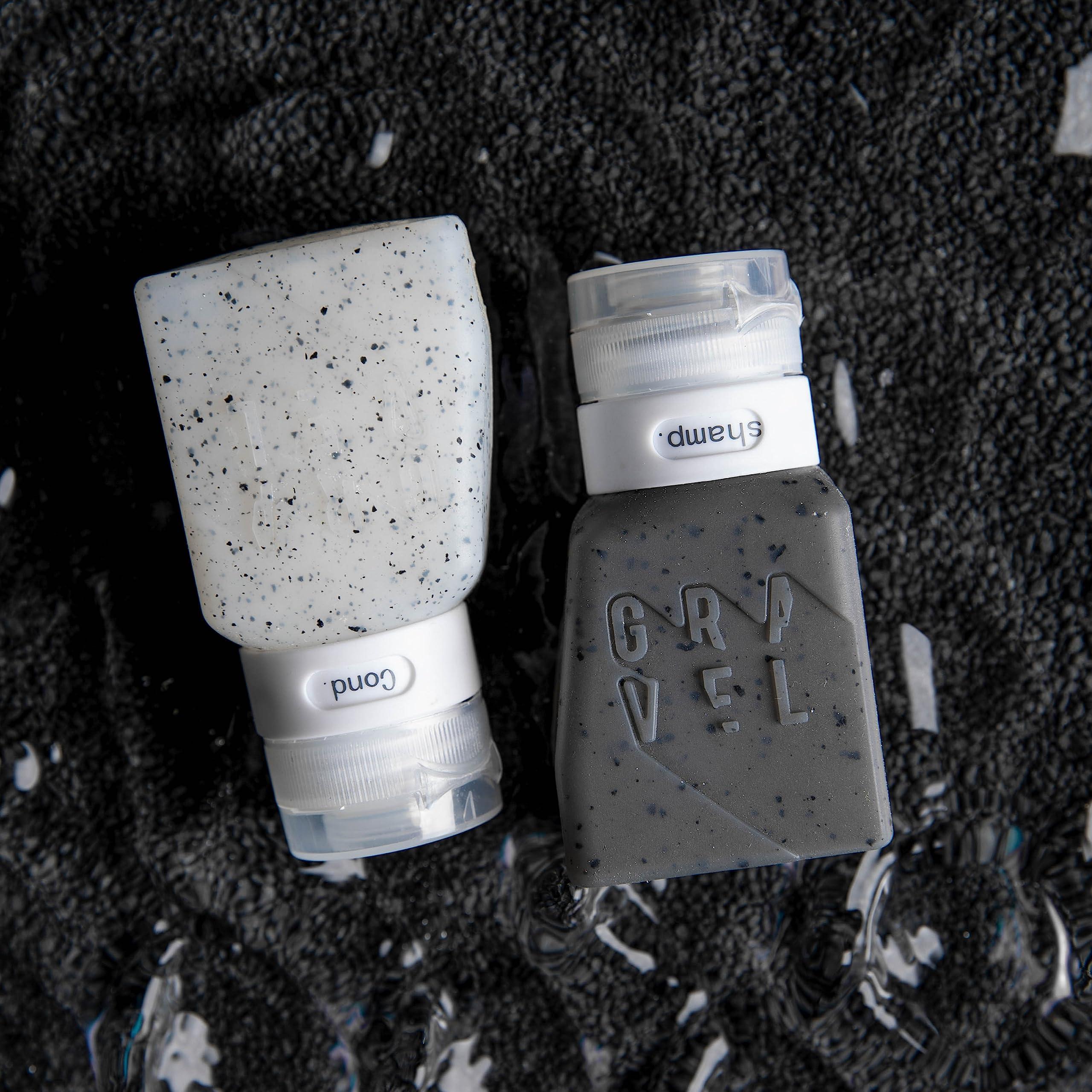 Gravel Gravel Travel Bottles 3oz (2-Pack)  Leakproof, BPA-Free, TSA Approved with Label System (Clear & Gray)
