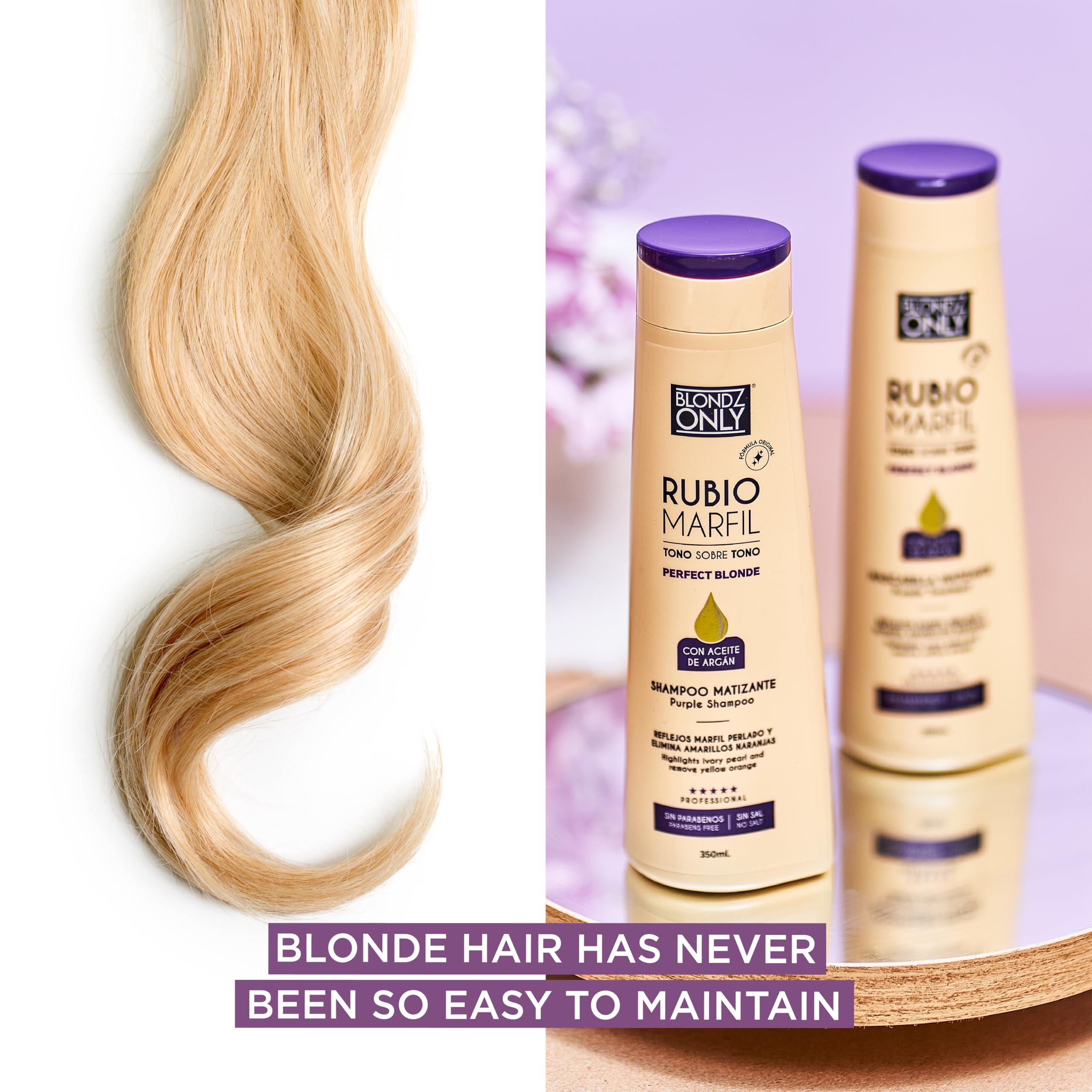 Blondz Only Blondz Only Purple Shampoo Rubio Marfil Blonde Pearl with Argan Oil Perfect Blonde (Perla Beige) 11.8 Fluid Ounce (350 ml)
