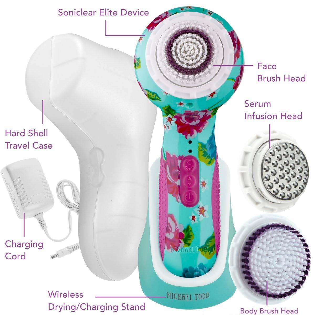 MICHAEL TODD BEAUTY Michael Todd Beauty - Soniclear Elite - Facial Cleansing Brush System - 6-Speeds - Face Cleansing Brush & Exfoliating Body Scrubber