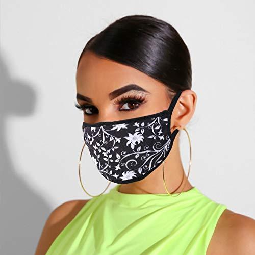 Ajacry Ajacry Flower Printed Face Masks Black Cotton Face Masks Reusable Fabric Face Masks Masquerade Ball Party Decoration for Women Men