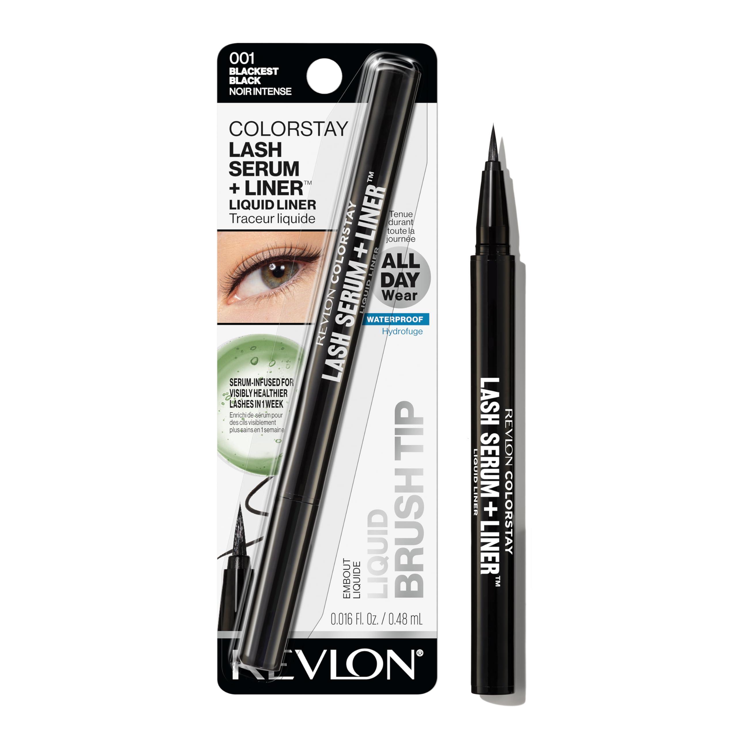 REVLON REVLON ColorStay Lash Serum + Liner, Waterproof Eyeliner, Valentine\'s Day Makeup Gifts for Women, Healthier Looking Eyelashes, Smudge-Proof Flexible Brush Tip, 001 Blackest Black
