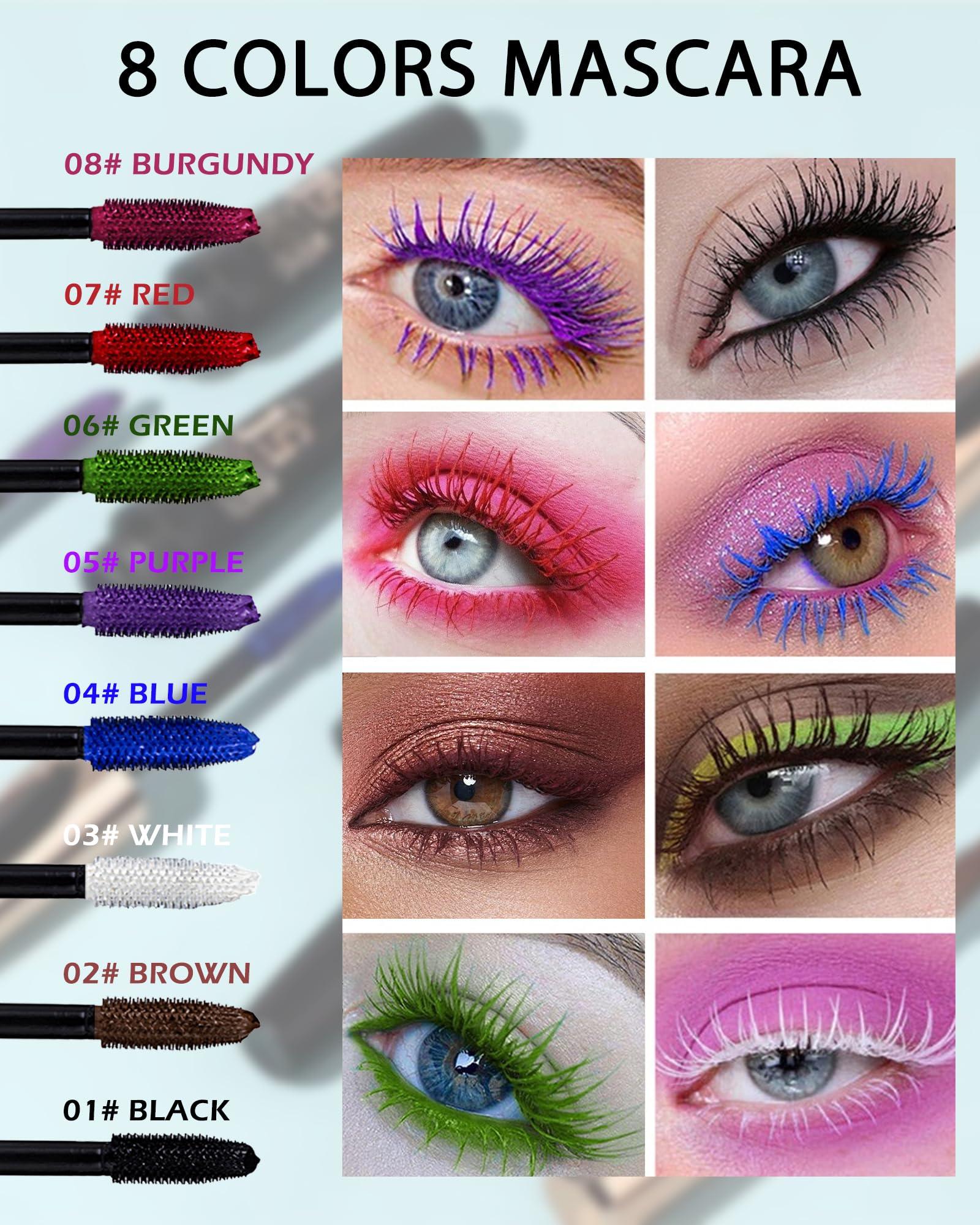 Lestpola Burgundy Mascara Waterproof Tubing Mascara, Volume and Length Voluminous Colored Mascara for Eyelashes, Long Lasting Smudge-proof Lengthening 5D Lash Mascara with Silk Fiber, No Flaking or Clumping