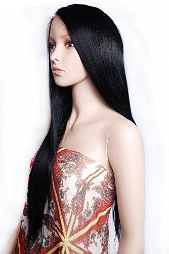 Mike & Mary Mike & Mary® Virgin Hair Grade 8A Top Brazilian Straight Hair Lace Front Wigs for Black Women with Baby Hair Human Hair Lace Wigs (26inch, #1b)