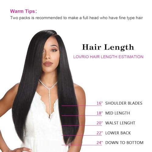 LOVRIO Lovrio Yaki Straight Clip in Human Hair Two Tone Rooted Black to Natural Black #1B Mixed With Chocolate Brown #4 Light Yaki Clip in Remy Human Hair for Black Women Yaki Hair 20 Inch 120G