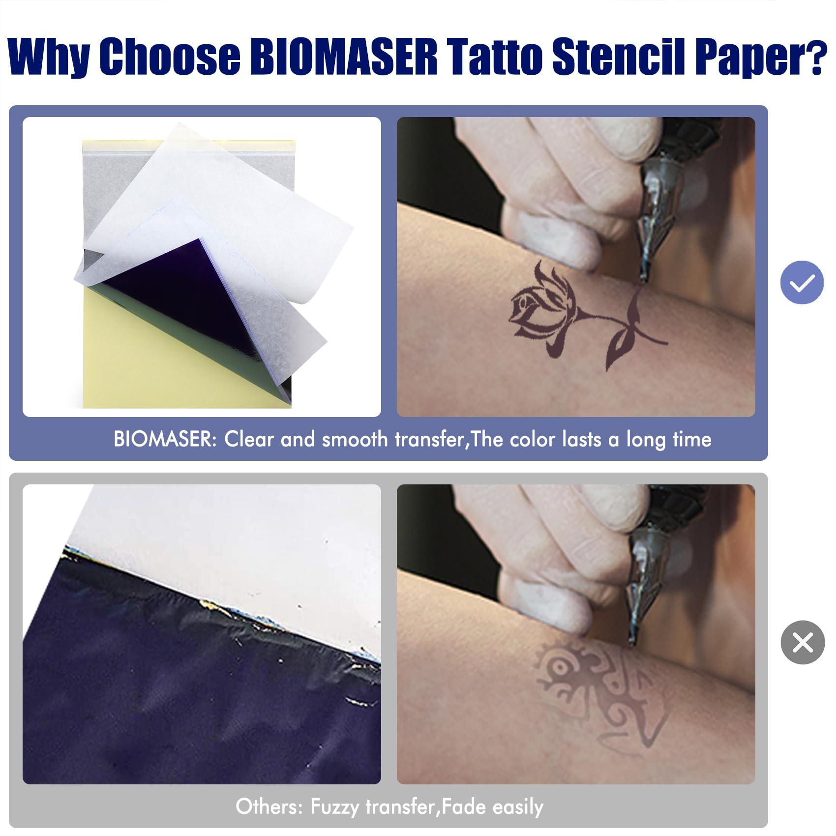 BIOMASER Tattoo Transfer Paper, 120 Sheets Tattoo Stencil Paper, Stencil Paper for Tattooing - A4 Size, 4 Layers Thermal Transfer Paper DIY Tattoo (120PCS)