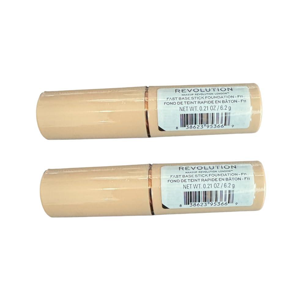 Revolution Beauty London Pack of 2 Makeup Revolution Beauty Fast Base Stick Foundation, F11