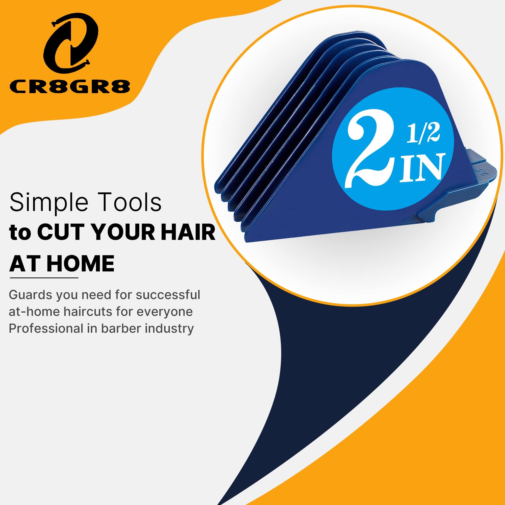 CR8GR8 Clipper Guards for Wahl 10 12 14 16 18 20 Hair Clipper Guards 6pcs Extra Long Clipper Guard Attachments 2.5 Inch Clipper Guides Multiple Sizes Universal 2.5", 2.25", 2", 1.75", 1.5", 1.25" (Blue)