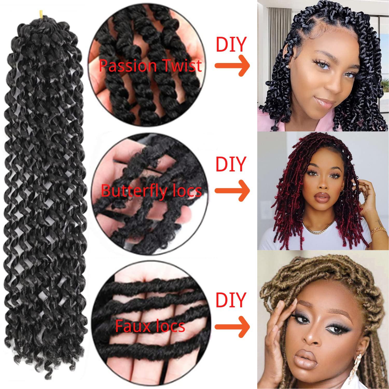 Ceajae Long Passion Twist Hair 18 Inch Water Wave Crochet Hair for Black Women Passion Twist Crochet Hair for Butterfly Locs 8 Pack Curly Crochet Passion Twist Braiding Hair Extensions 30# Caramel Brown