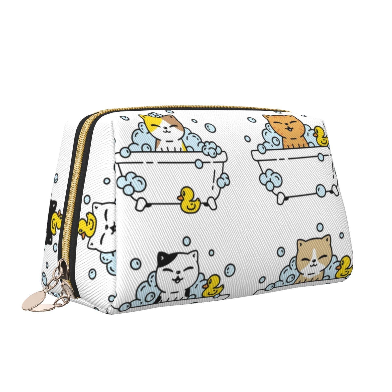Elpwezua Elpwezua Kitten Rubber Duck Bubble Bath Makeup Bag Large Makeup Bag Zipper Pouch Travel Cosmetic Organizer For Women