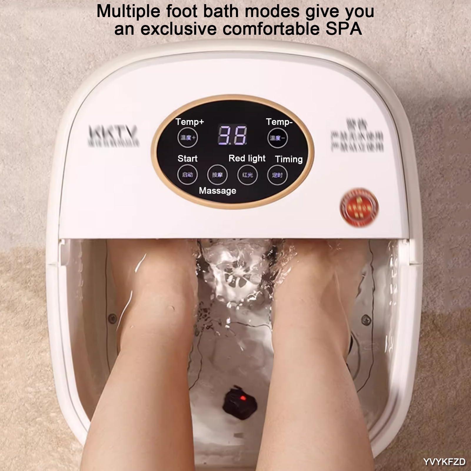 YVYKFZD YVYKFZD Foot Spa Bath Massager, Portable Foot Bath Basin, Foot Soak Tub with Lid, Heat, Temperature Control, Bubbles, for Tired Feet, Relieve Feet Muscle Pain