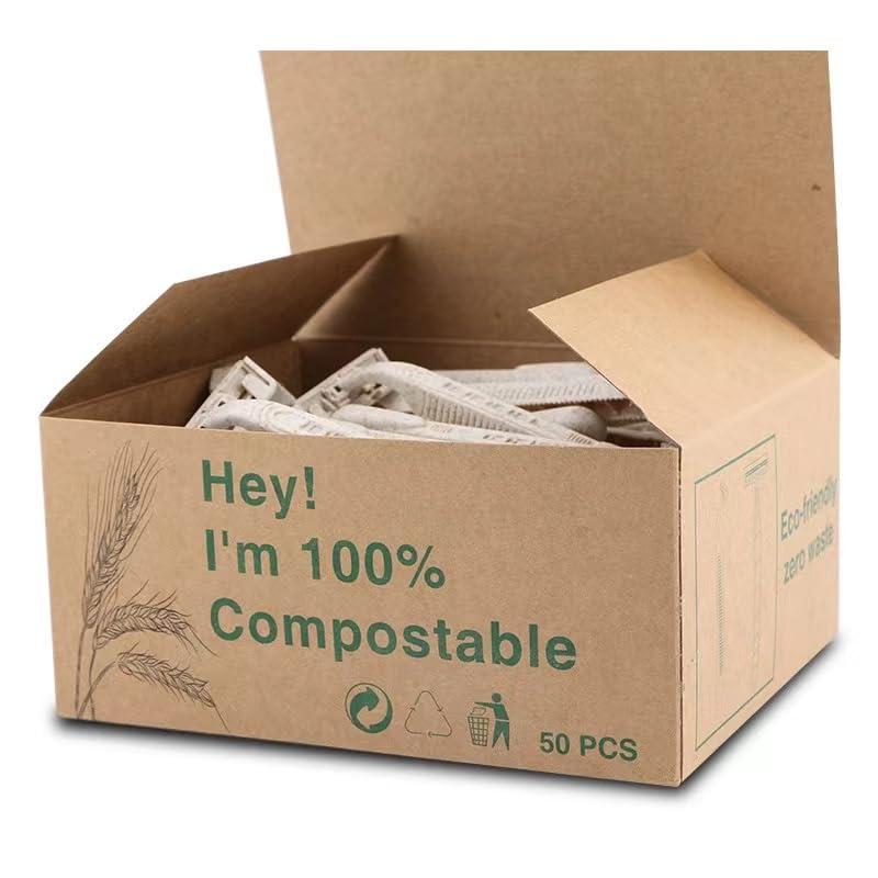 PaReks 50 Pcs Environmentally Friendly Razors - Disposable Recycled Material Men\'s and Women\'s Razors - Double Blades, Biodegradable Wheat Straw