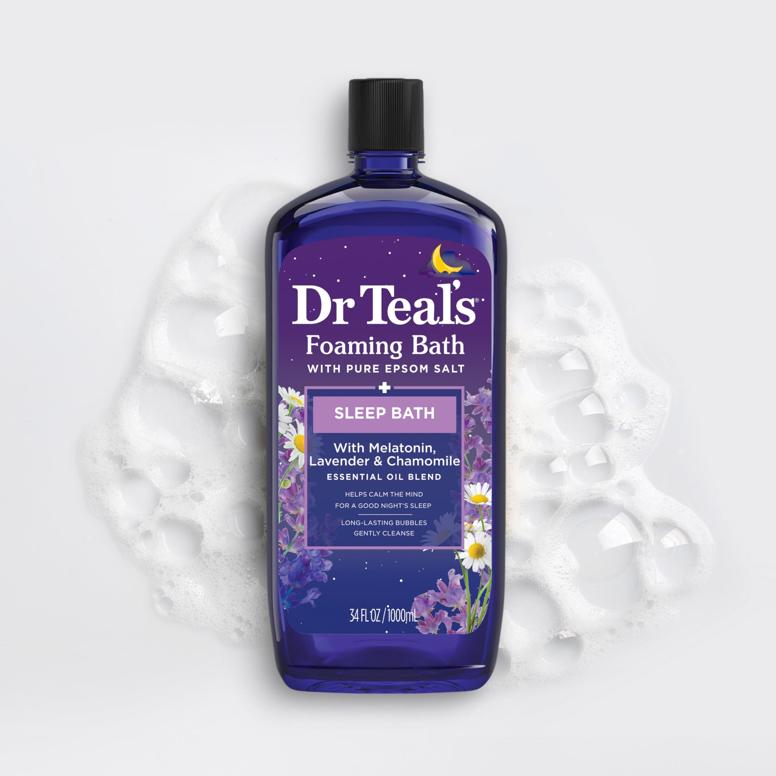 Dr Teal's Dr Teal's Foaming Bath with Pure Epsom Salt, Sleep Blend with Melatonin, Lavender & Chamomile Essential Oils, 34 fl oz (Pack of 2)